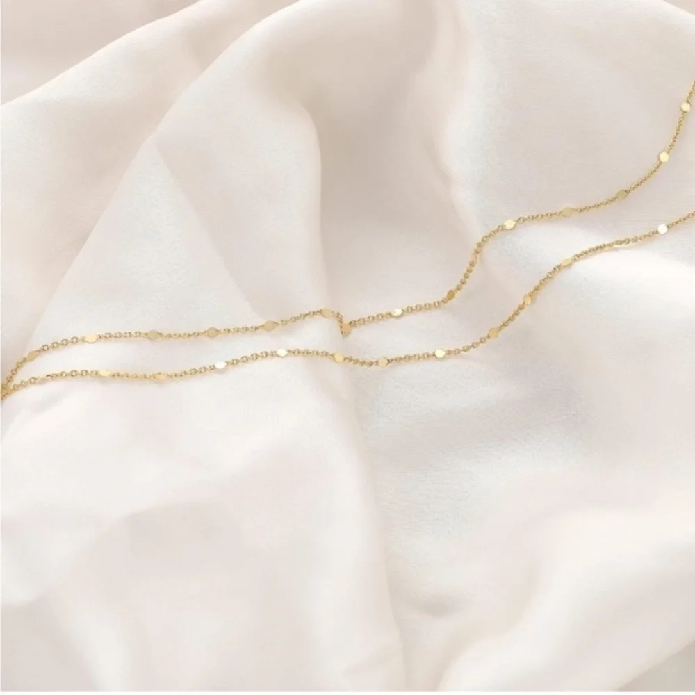 GOLD 14k Gold Plated Dainty Layered Necklace - Picture 2 of 2